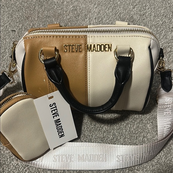 Steve Madden Tan and Cream Mini Bag with Structured Design - Picture 1 of 6